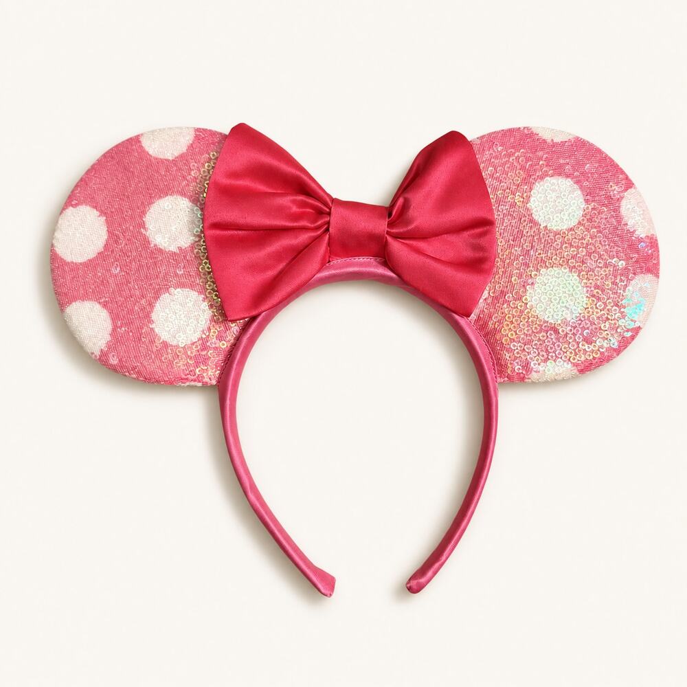 Disney Junior Minnie Mouse Pink Polka Dot Sequin Ears Headband